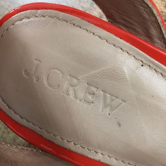 J. Crew Marci Patent Leather Strappy Wedge Sandals Orange Womens 9 - Picture 9 of 12